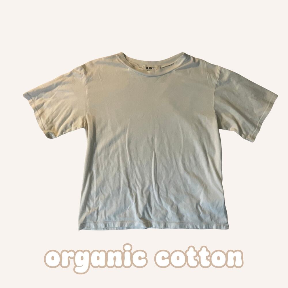 GO GENTLY NATION t shirt organic cotton white boxy crewneck USA made S
